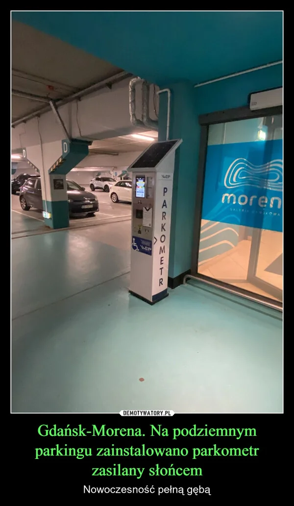 
    Gdańsk-Morena. Na podziemnym parkingu zainstalowano parkometr zasilany słońcem