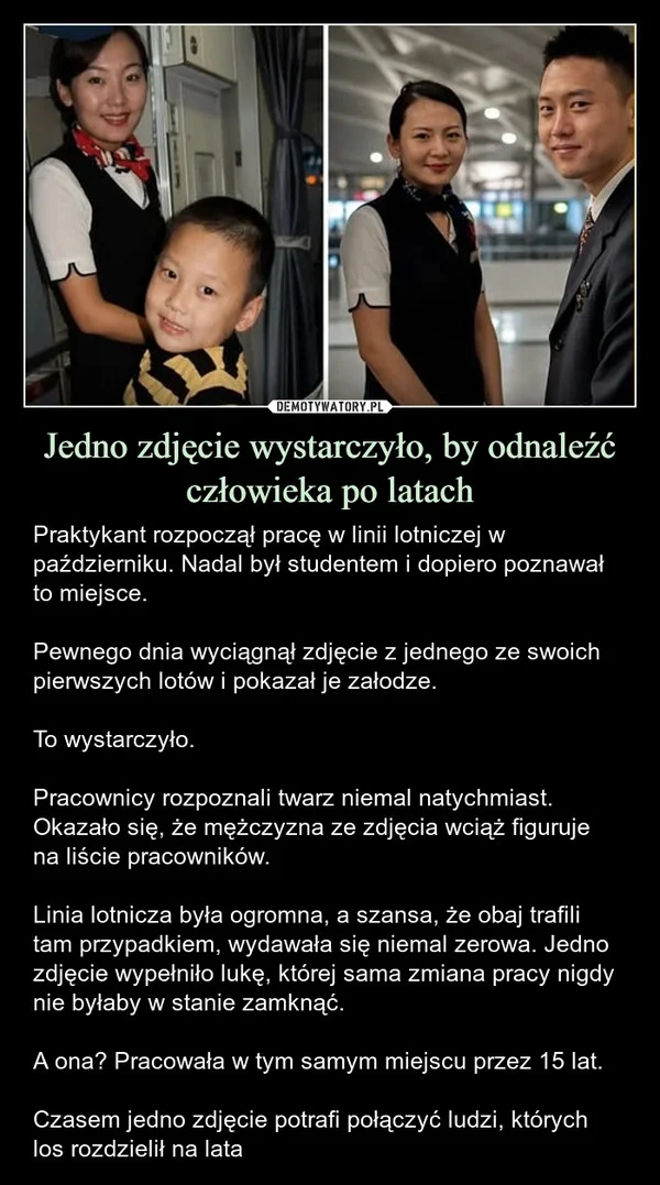 
    Jedno zdjęcie wystarczyło, by odnaleźć człowieka po latach