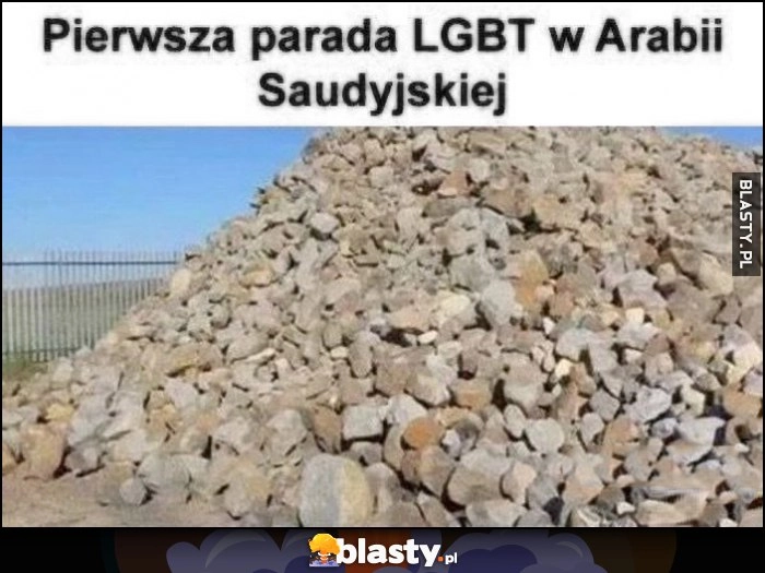
    Pierwsza parada LGBT w Arabii Saudyjskiej sterta kamieni