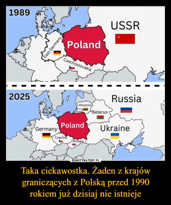 
    Taka ciekawostka. Żaden z krajów graniczących z Polską przed 1990 rokiem już dzisiaj nie istnieje