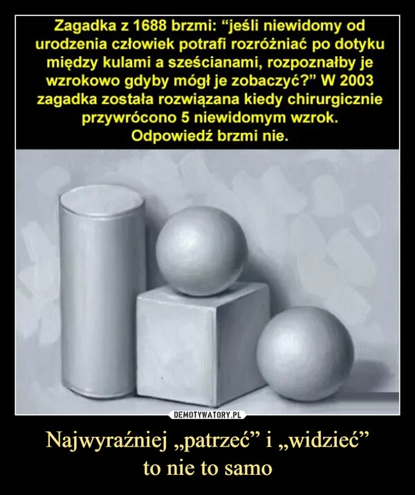 Najwyraźniej „patrzeć” i „widzieć” to nie to samo