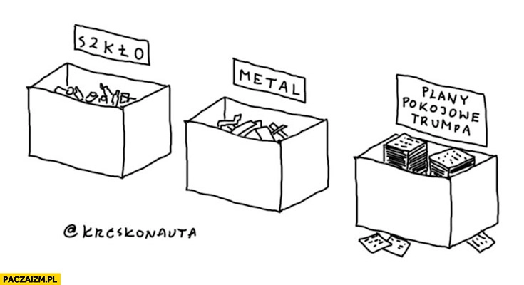 
    Pojemniki na odpady: szkło, metal, plany pokojowe Trumpa