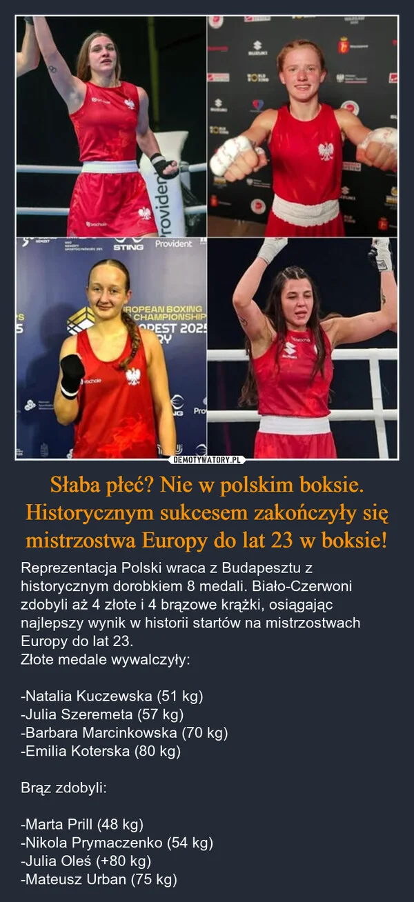 
    Słaba płeć? Nie w polskim boksie. Historycznym sukcesem zakończyły się mistrzostwa Europy do lat 23 w boksie!