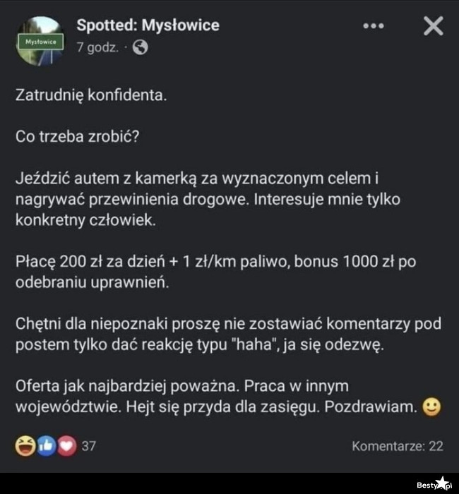 
    Intrygująca oferta pracy 