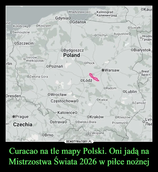 
    Curacao na tle mapy Polski. Oni jadą na Mistrzostwa Świata 2026 w piłce nożnej