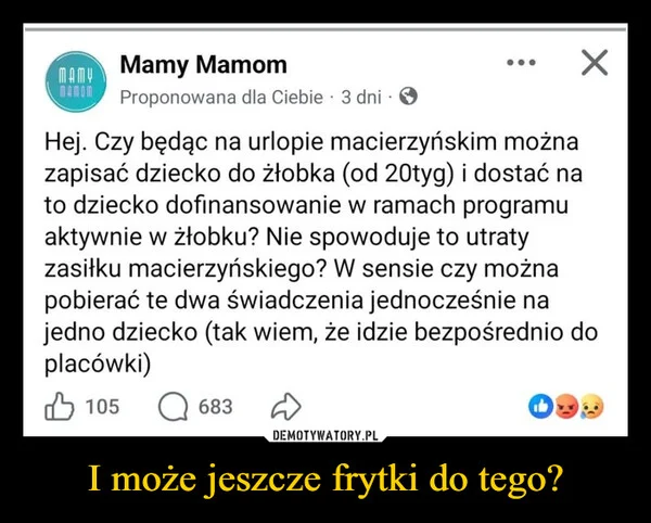 I może jeszcze frytki do tego?