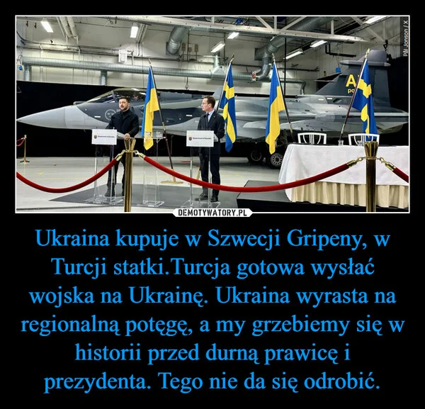 Ukraina kupuje w Szwecji Gripeny, w Turcji statki.Turcja gotowa wysłać wojska na Ukrainę. Ukraina wyrasta na regionalną potęgę, a my grzebiemy się w historii przed durną prawicę i prezydenta. Tego nie da się odrobić.