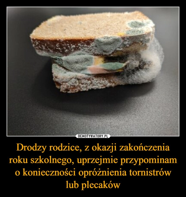 
    Drodzy rodzice, z okazji zakończenia roku szkolnego, uprzejmie przypominam o konieczności opróżnienia tornistrów lub plecaków