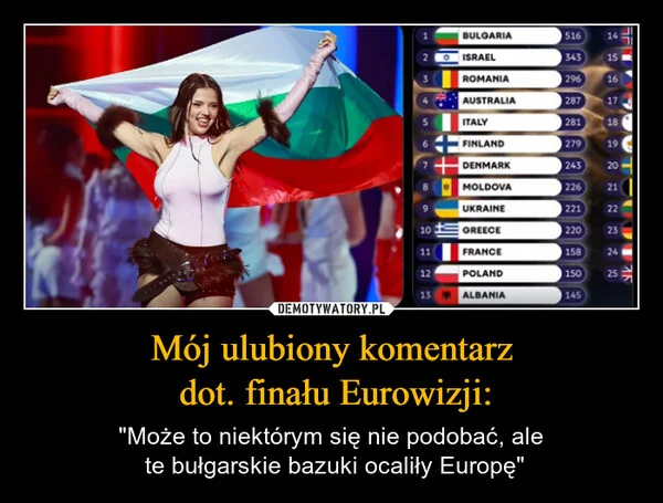 
    Mój ulubiony komentarz dot. finału Eurowizji: