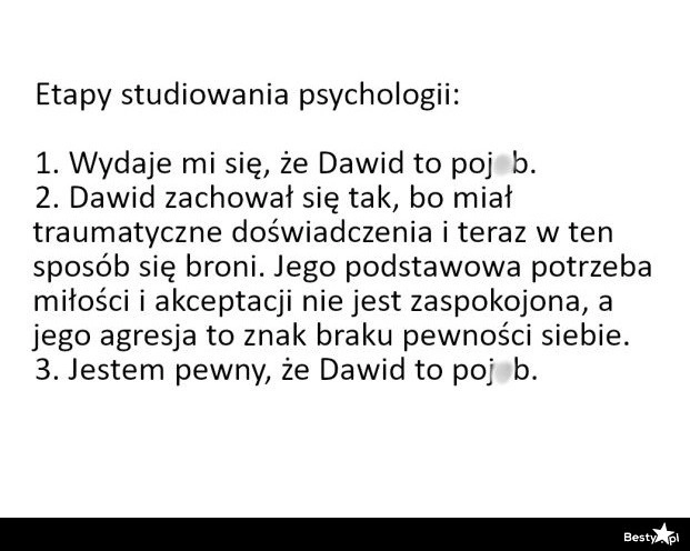 
    Etapy studiowania psychologii 