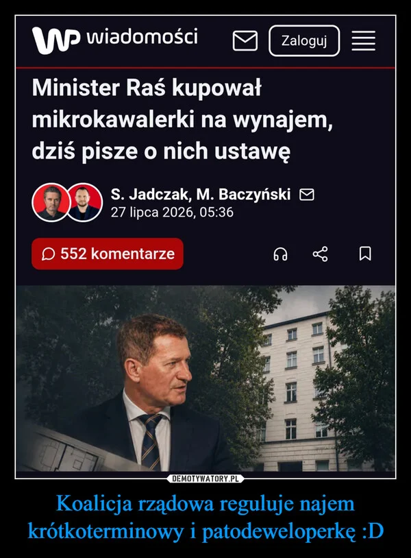 
    Koalicja rządowa reguluje najem krótkoterminowy i patodeweloperkę :D