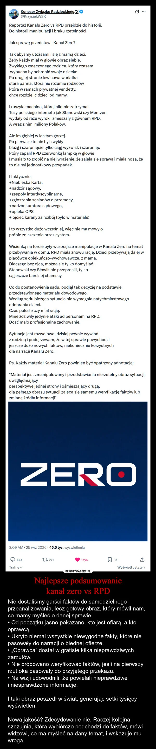 Najlepsze podsumowanie kanał zero vs RPD