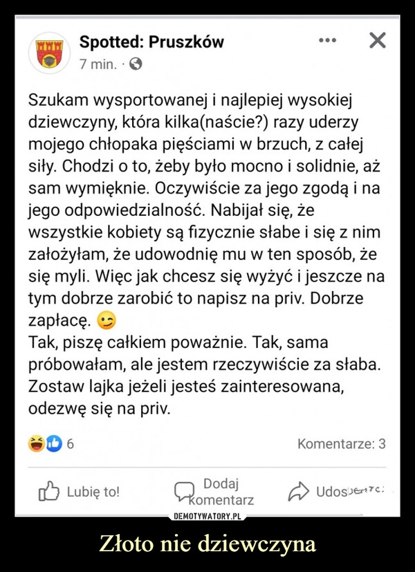 
    Złoto nie dziewczyna