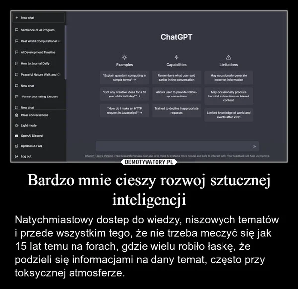 Bardzo mnie cieszy rozwoj sztucznej inteligencji
