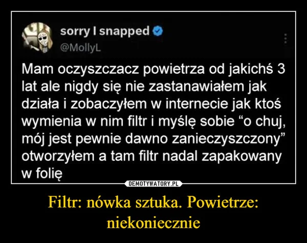 
    Filtr: nówka sztuka. Powietrze: niekoniecznie
