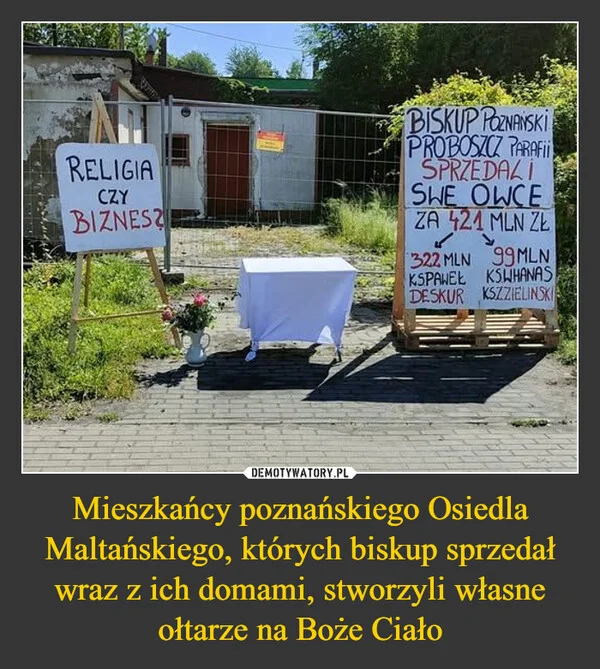 
    Mieszkańcy poznańskiego Osiedla Maltańskiego, których biskup sprzedał wraz z ich domami, stworzyli własne ołtarze na Boże Ciało
