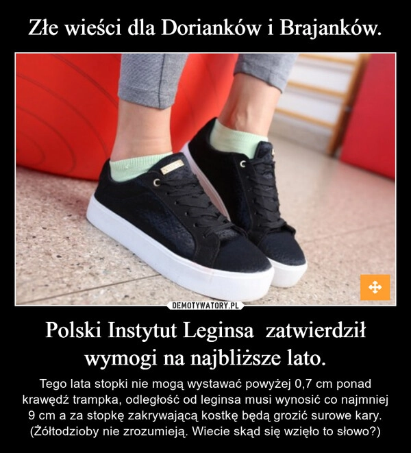 
    Złe wieści dla Dorianków i Brajanków. Polski Instytut Leginsa  zatwierdził wymogi na najbliższe lato.