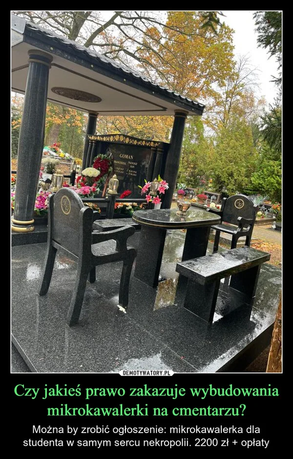 
    Czy jakieś prawo zakazuje wybudowania mikrokawalerki na cmentarzu?