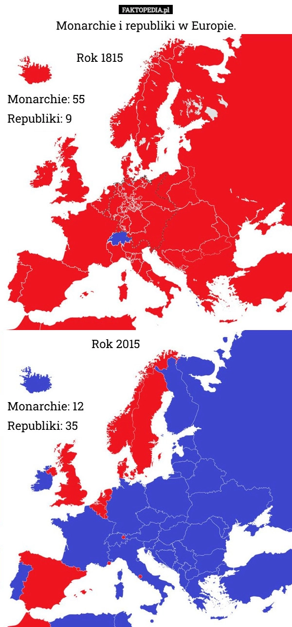 
    Monarchie i republiki w Europie.