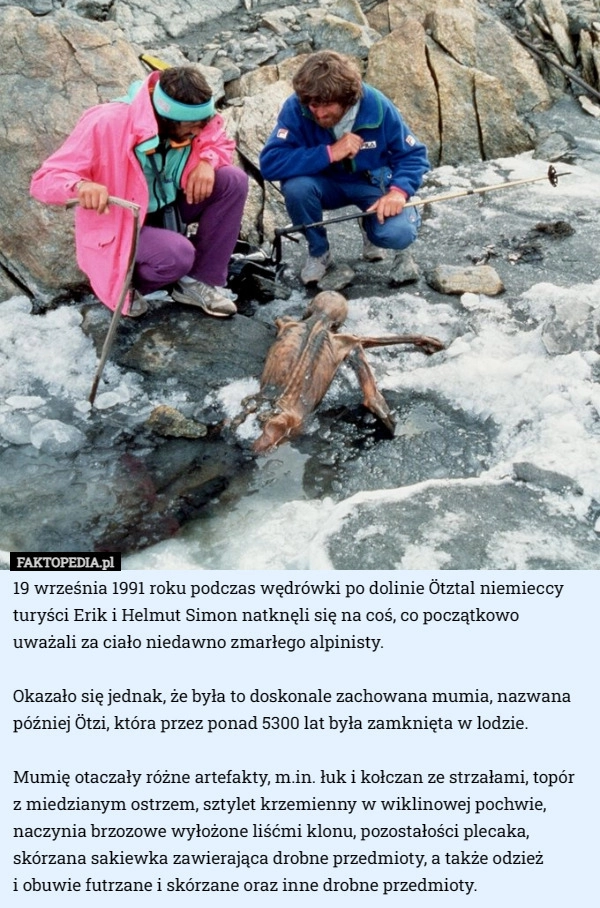 
    19 września 1991 roku podczas wędrówki po dolinie Ötztal niemieccy turyści...