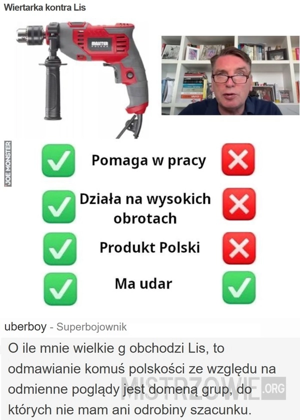 
    Wiertarka kontra Lis
