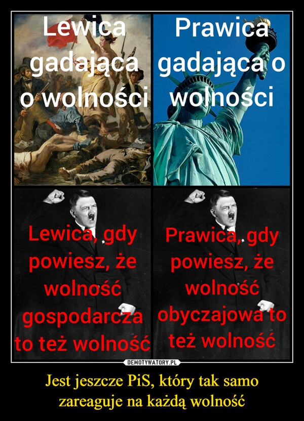 
    Jest jeszcze PiS, który tak samo zareaguje na każdą wolność