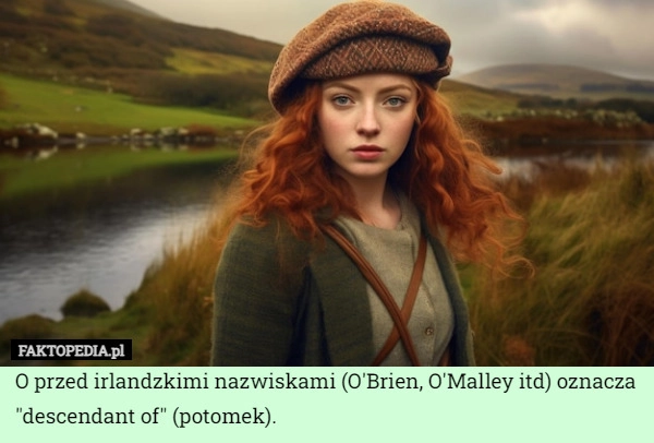 
    O przed irlandzkimi nazwiskami (O'Brien, O'Malley itd) oznacza