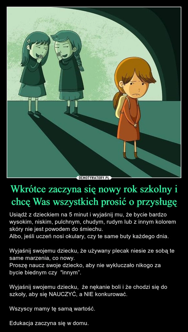 
    Wkrótce zaczyna się nowy rok szkolny i chcę Was wszystkich prosić o przysługę