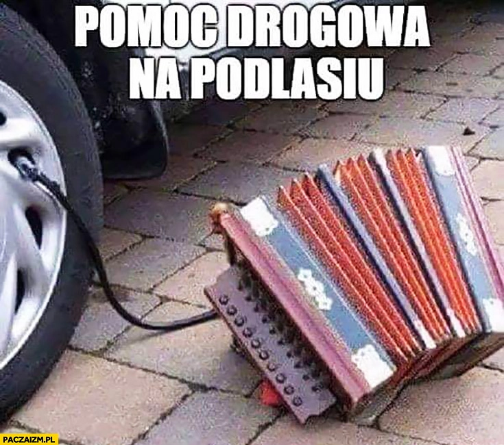 
    Pomoc drogowa na Podlasiu pompowanie koła akordeonem