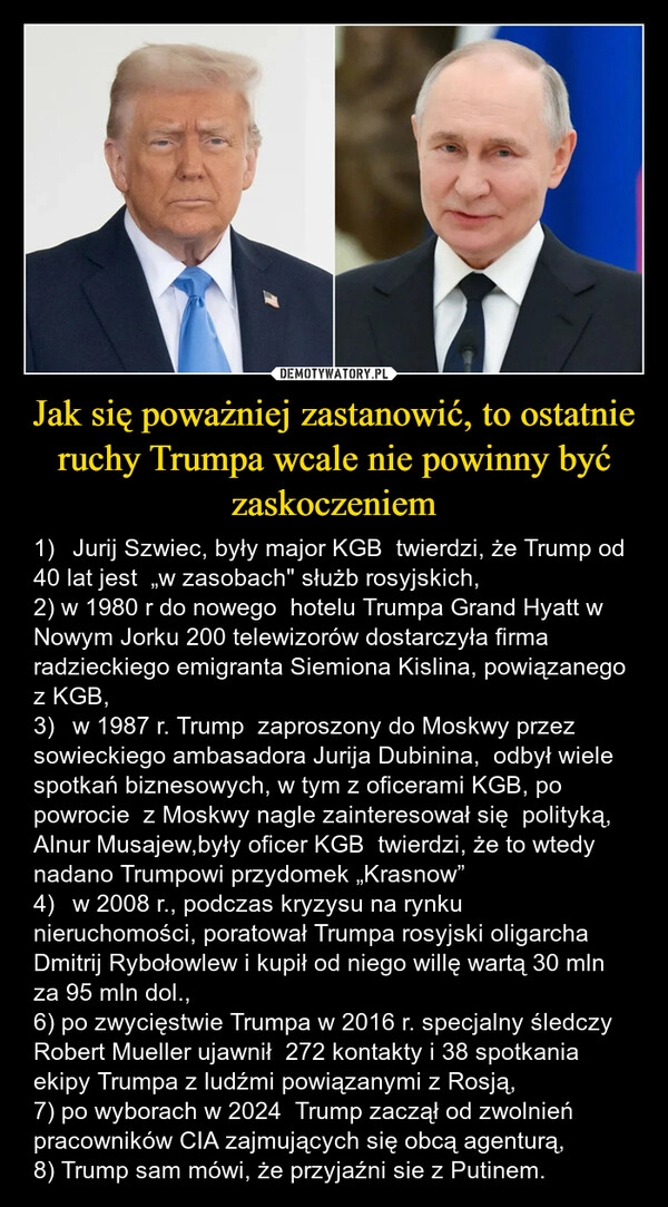 
    Jak się poważniej zastanowić, to ostatnie ruchy Trumpa wcale nie powinny być zaskoczeniem