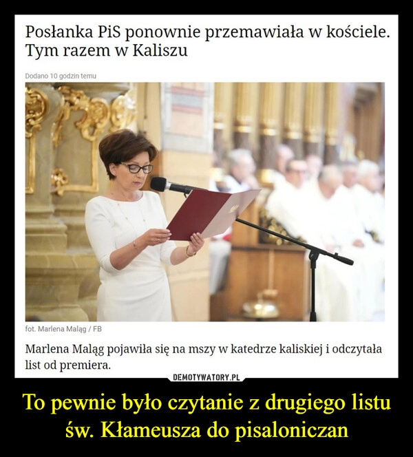 
    To pewnie było czytanie z drugiego listu św. Kłameusza do pisaloniczan