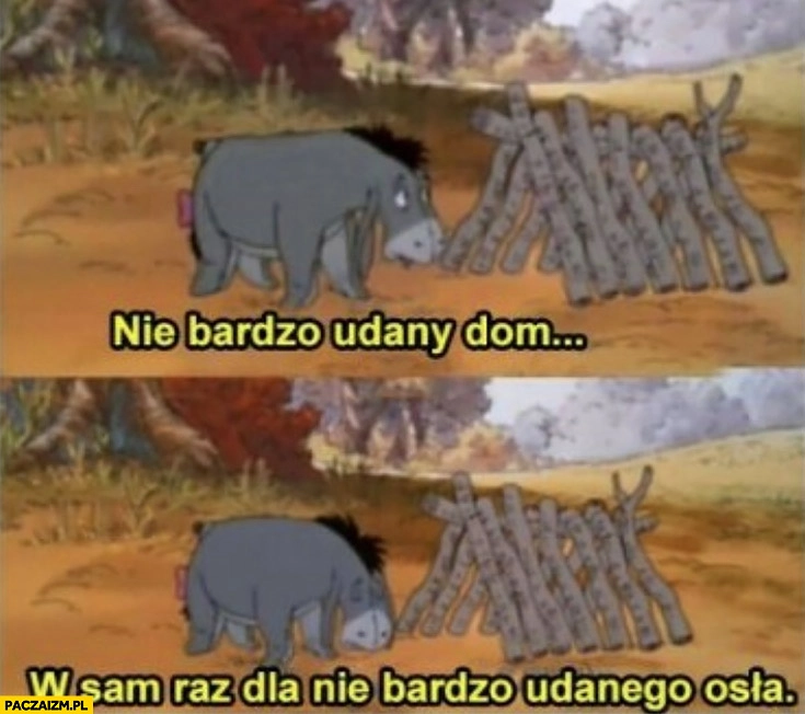 
    Kłapouchy nie bardzo udany dom w sam raz dla nie bardzo udanego osła
