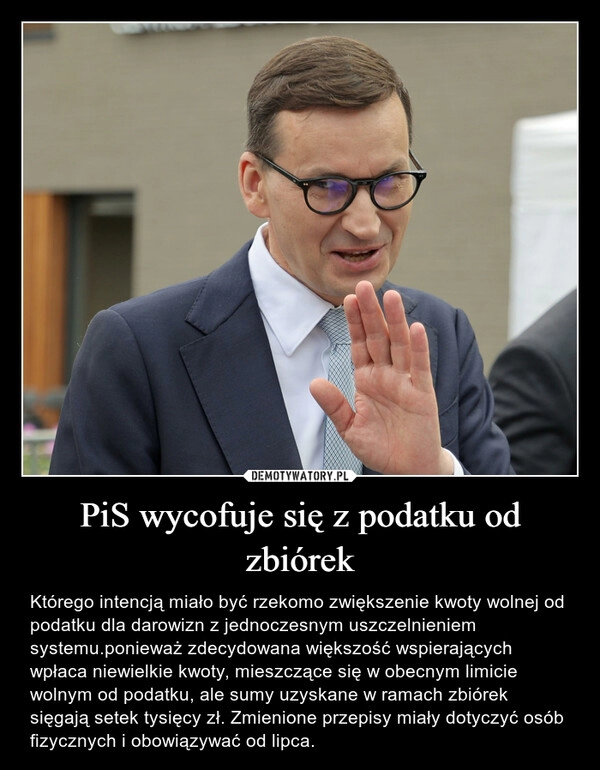 
    PiS wycofuje się z podatku od zbiórek