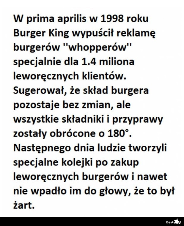 
    Burger King na wesoło 