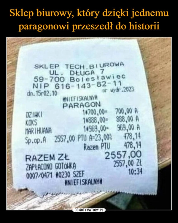 
    Sklep biurowy, który dzięki jednemu paragonowi przeszedł do historii