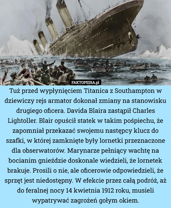 
    Tuż przed wypłynięciem Titanica z Southampton w dziewiczy rejs armator dokonał