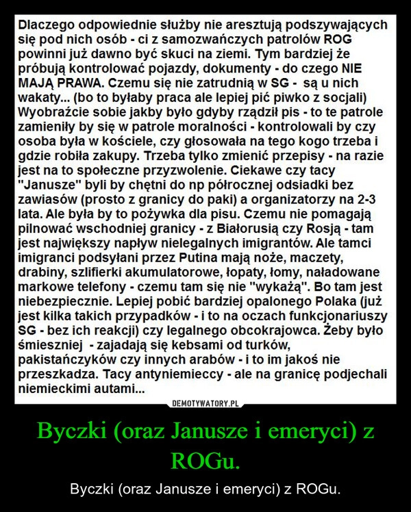 
    Byczki (oraz Janusze i emeryci) z ROGu.