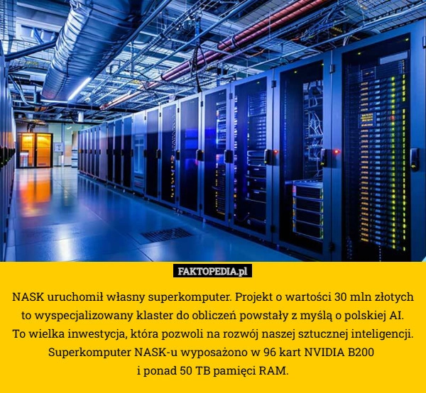 
    NASK uruchomił własny superkomputer. Projekt o wartości 30 mln złotych to