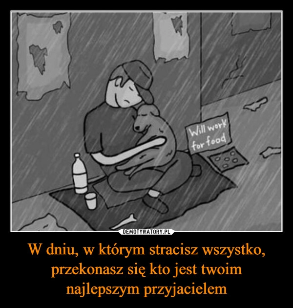 
    W dniu, w którym stracisz wszystko, przekonasz się kto jest twoim najlepszym przyjacielem