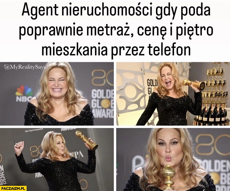 
    Agent nieruchomości gdy poda poprawnie metraż, cenę i piętro mieszkania przez telefon