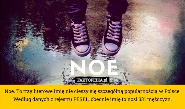 
    Noe. To trzy literowe imię nie cieszy się szczególną popularnością w Polsce.