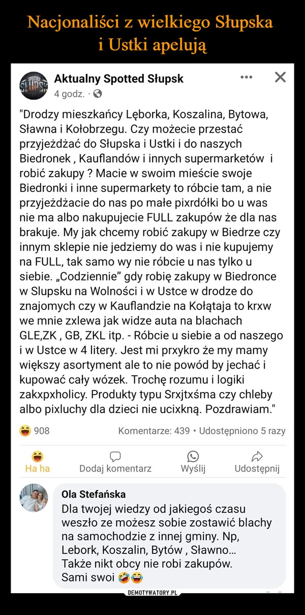 
    Nacjonaliści z wielkiego Słupska 
i Ustki apelują