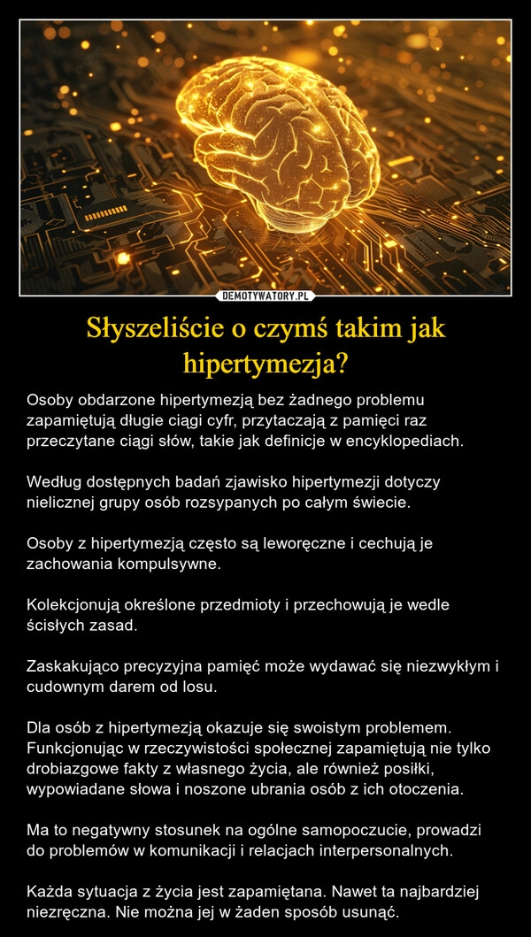 
    Słyszeliście o czymś takim jak hipertymezja?