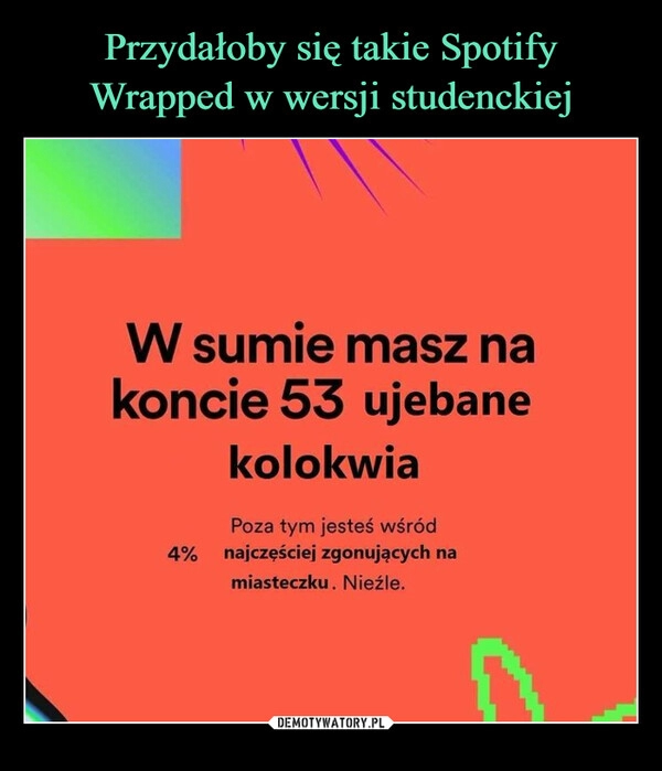 
    Przydałoby się takie Spotify Wrapped w wersji studenckiej