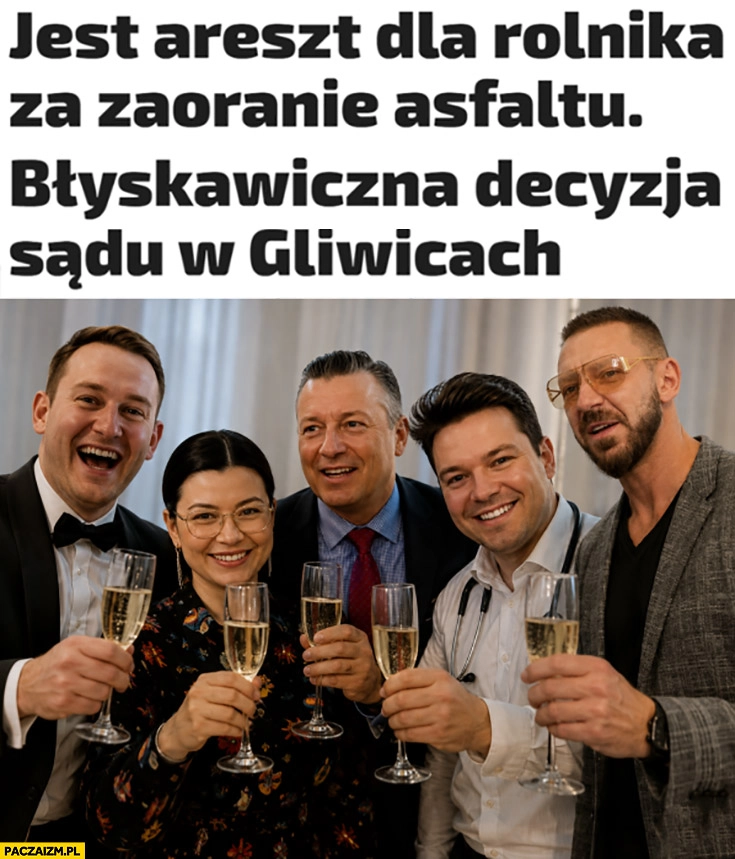 Jest areszt dla rolnika za zaoranie asfaltu błyskawiczna decyzja sadu w Gliwicach przestępcy toast