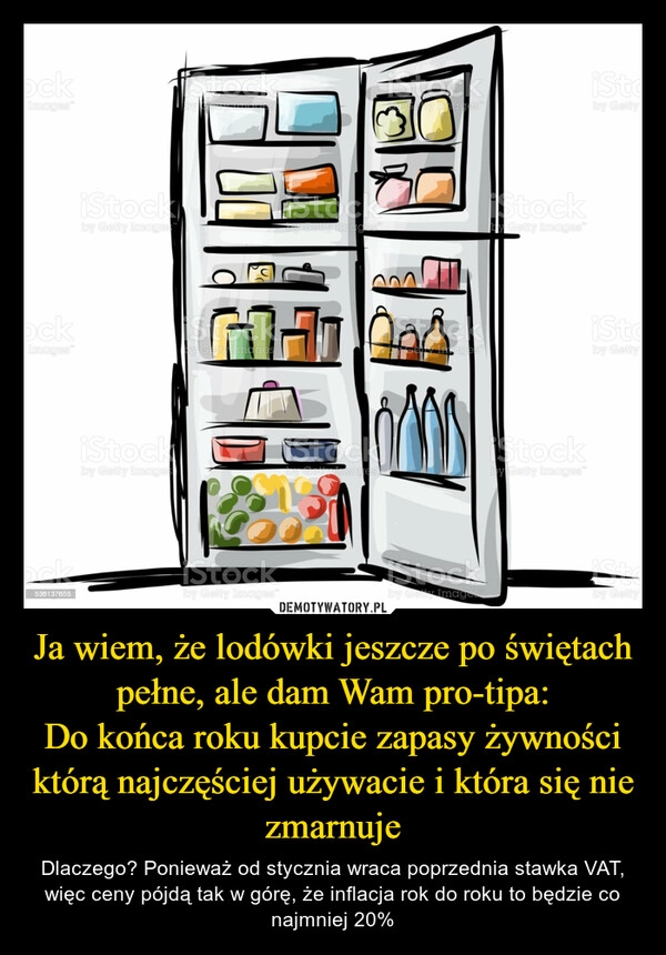 
    
Ja wiem, że lodówki jeszcze po świętach pełne, ale dam Wam pro-tipa:
Do końca roku kupcie zapasy żywności którą najczęściej używacie i która się nie zmarnuje 