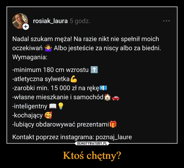 
    Ktoś chętny?