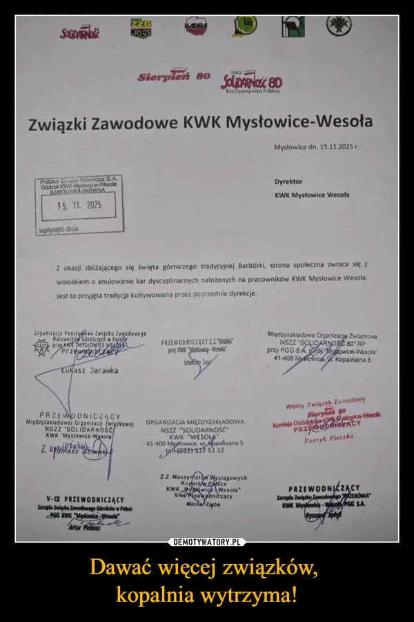 
    Dawać więcej związków, kopalnia wytrzyma!