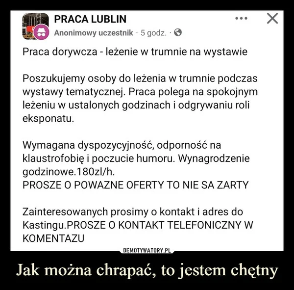 Jak można chrapać, to jestem chętny