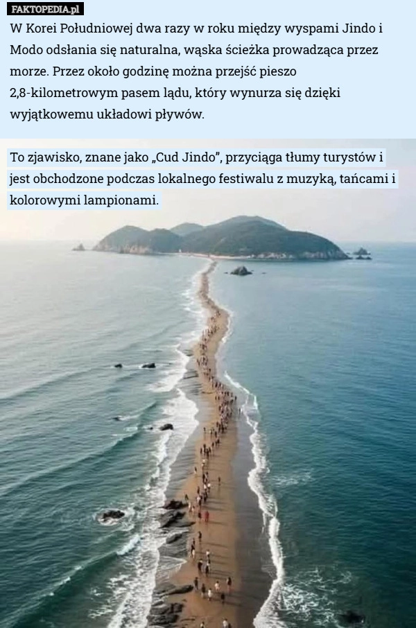 
    W Korei Południowej dwa razy w roku między wyspami Jindo i Modo odsłania